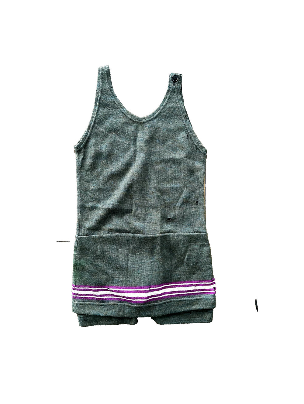 Antique 1920s Green Stripe Wool Bathing Suit Women Swimsuit Art Deco 20s 30s